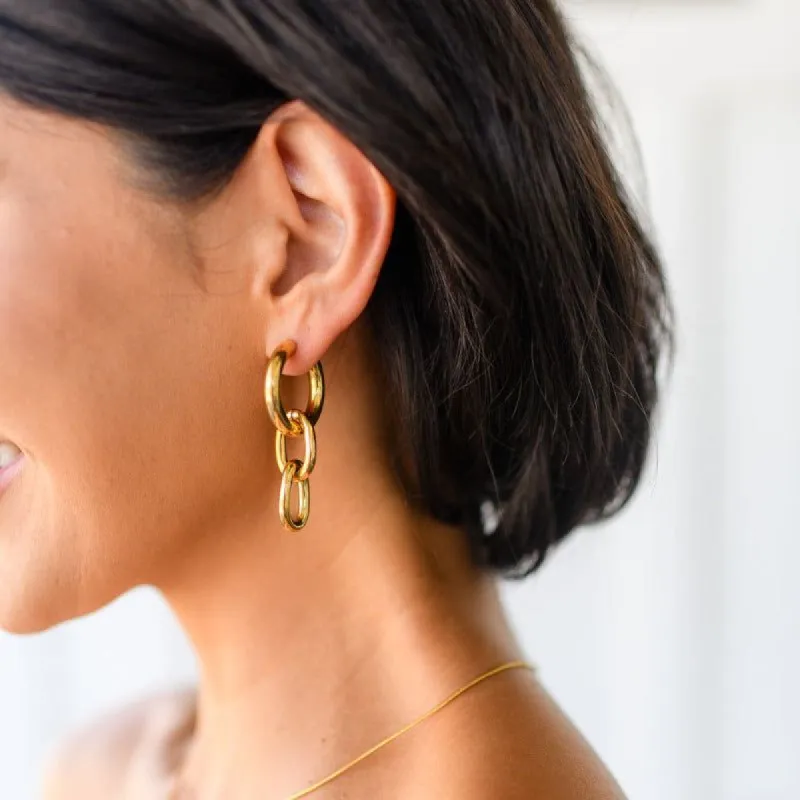 Huggie Chain Letter Earrings sold by Boujee Boutique