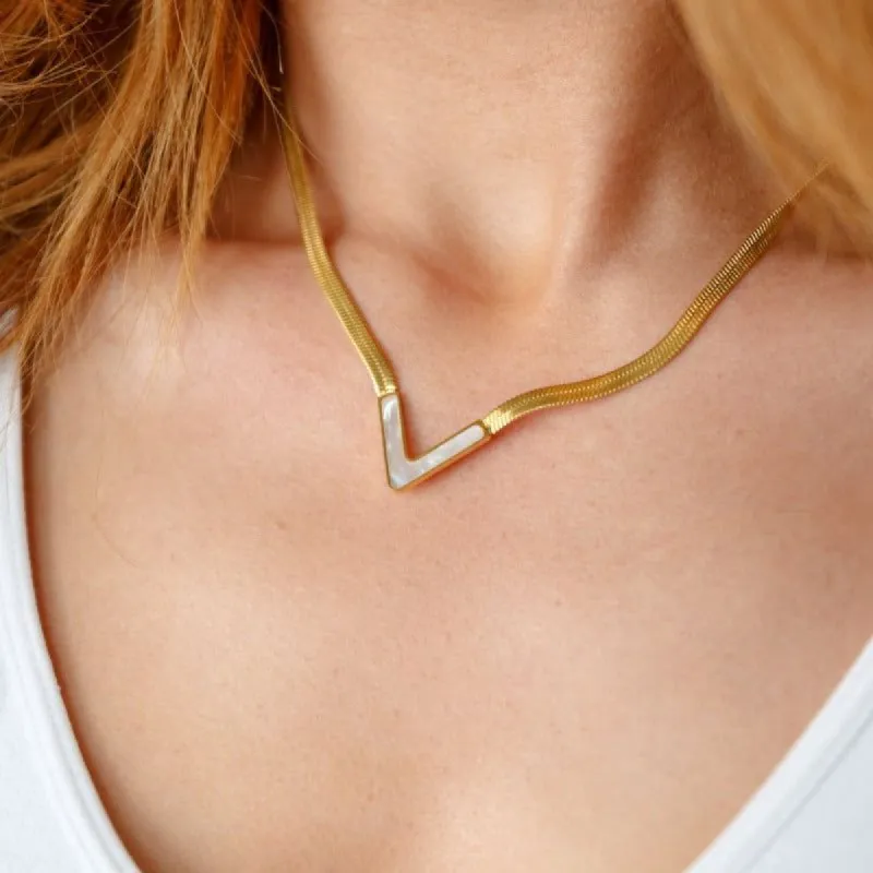 Pearl V Necklace sold by Boujee Boutique