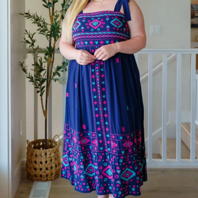 Midnight Magic Embroidered Maxi Dress sold by Boujee Boutique