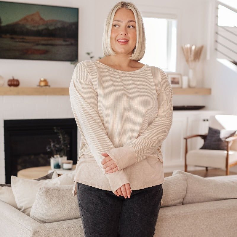 Just Another Idea Long Sleeve Ribbed Jersey Top sold by Boujee Boutique product image thumbnail 3