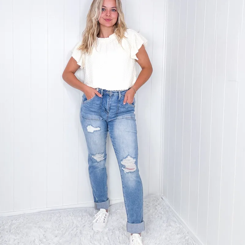 Judy Blue Harlow High Waist Destroyed Boyfriend Jeans sold by Boujee Boutique