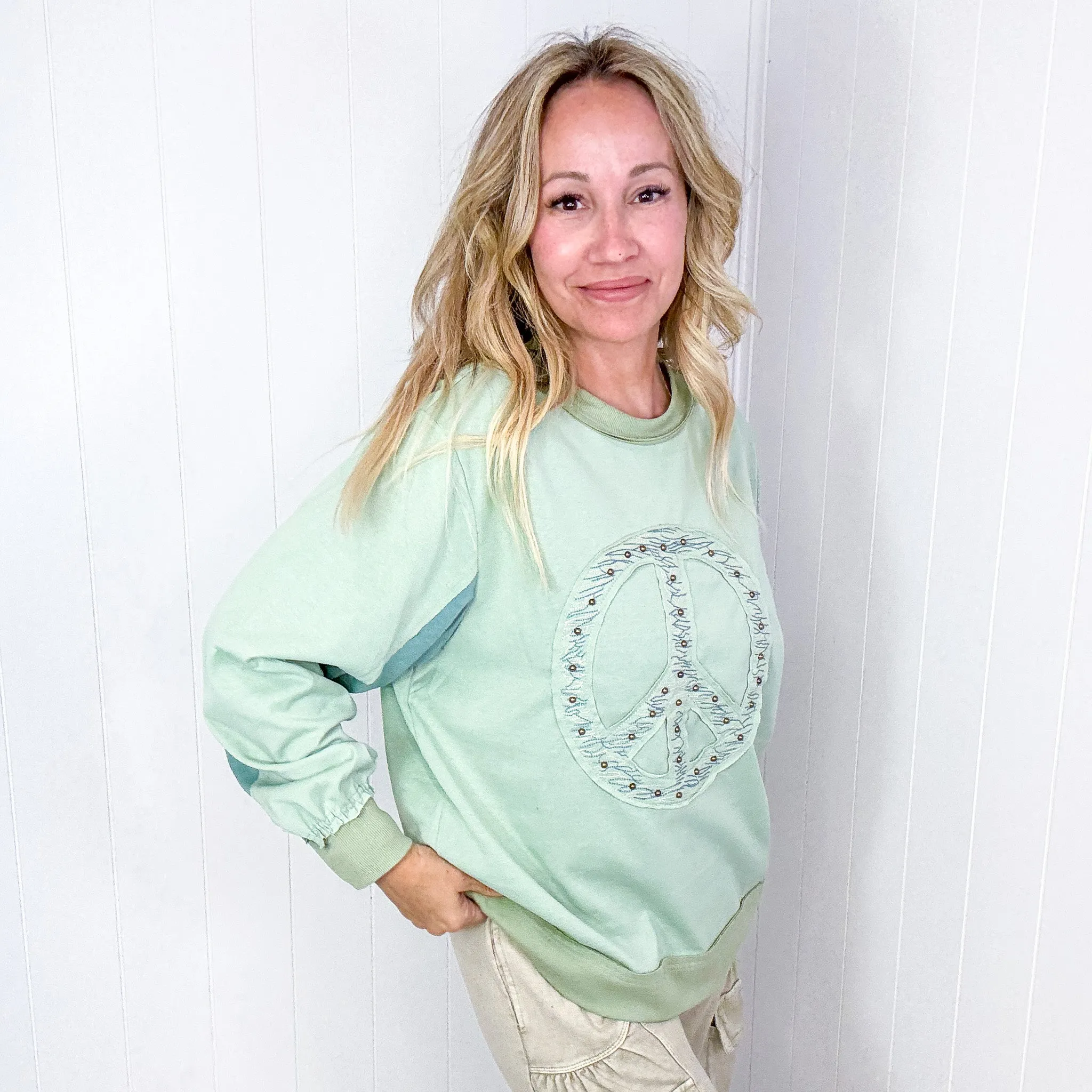 The Peacemaker Studded Patch Long Sleeve Jersey Top sold by Boujee Boutique product image thumbnail 5