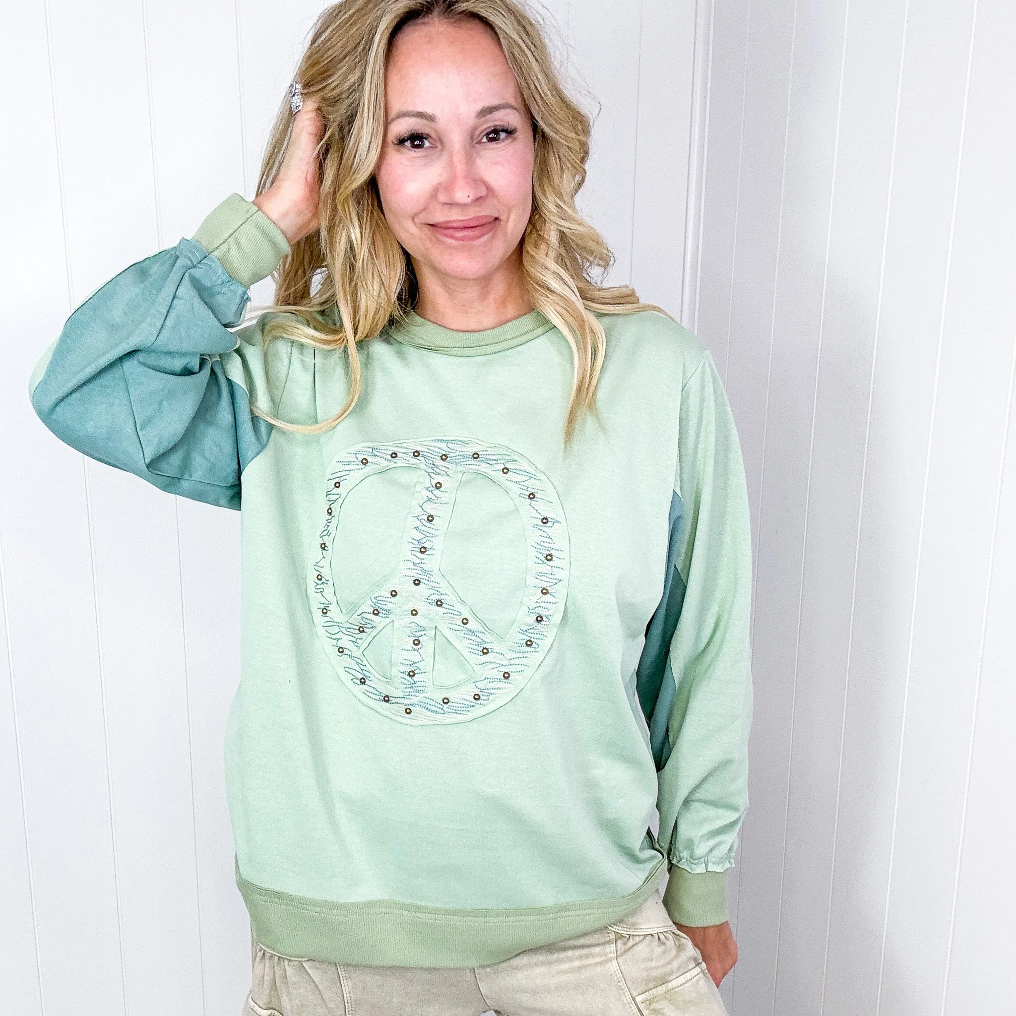 The Peacemaker Studded Patch Long Sleeve Jersey Top sold by Boujee Boutique product image thumbnail 3