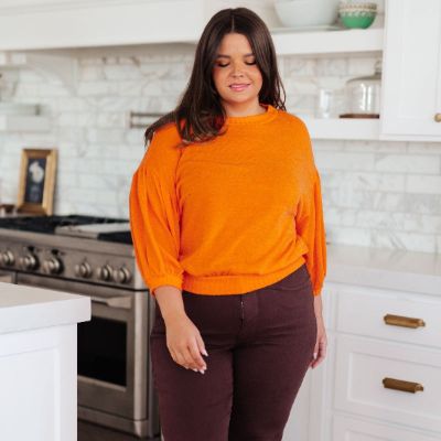Subway Station Lightweight Sweater in Orange sold by Boujee Boutique