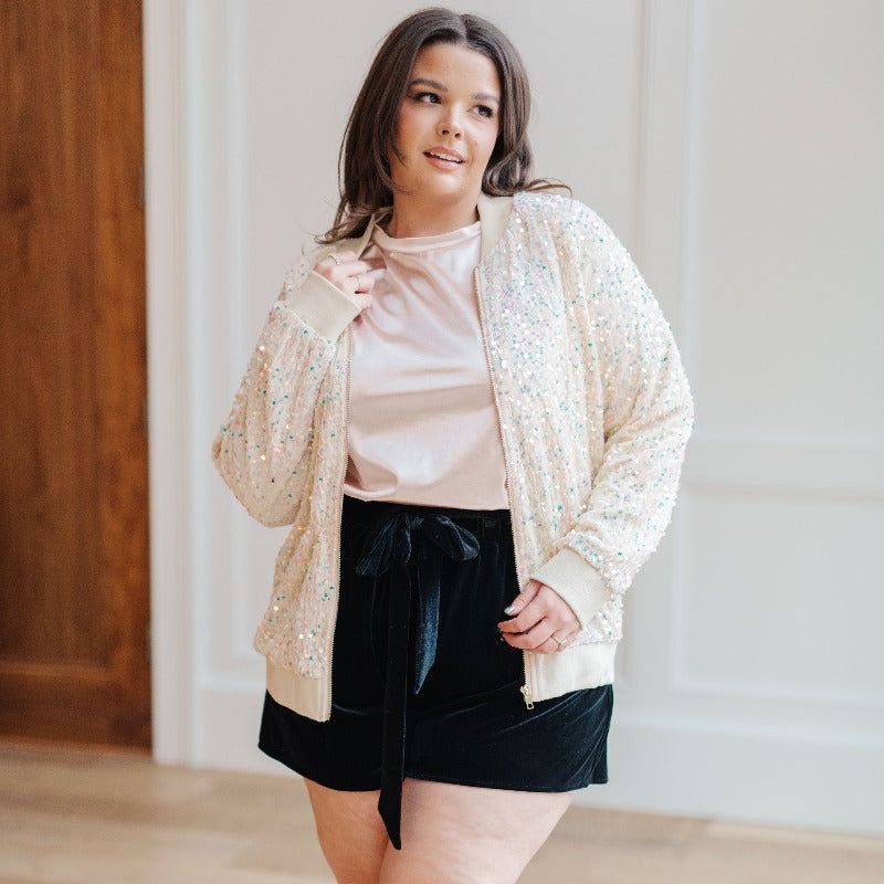 Glitter Bomb Sequin Bomber Jacket sold by Boujee Boutique
