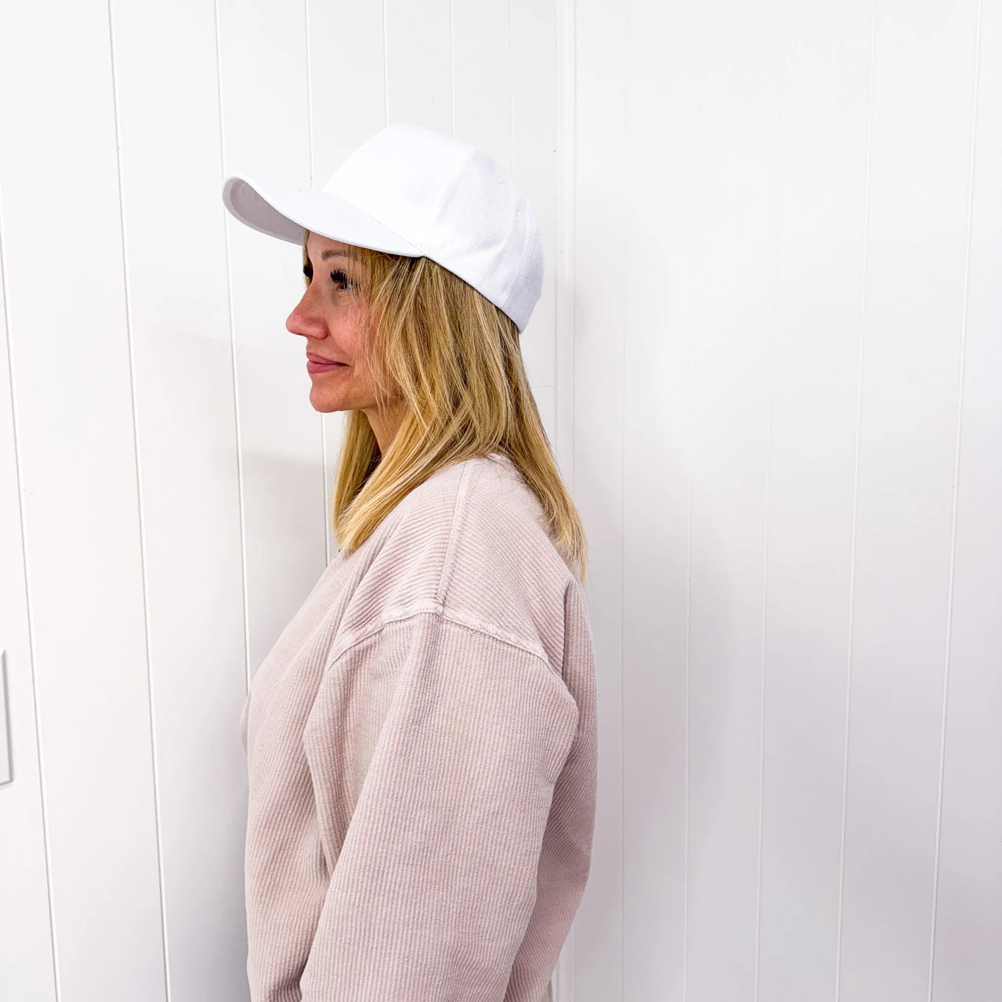 Basic Babe Ball Cap in White sold by Boujee Boutique product image thumbnail 3