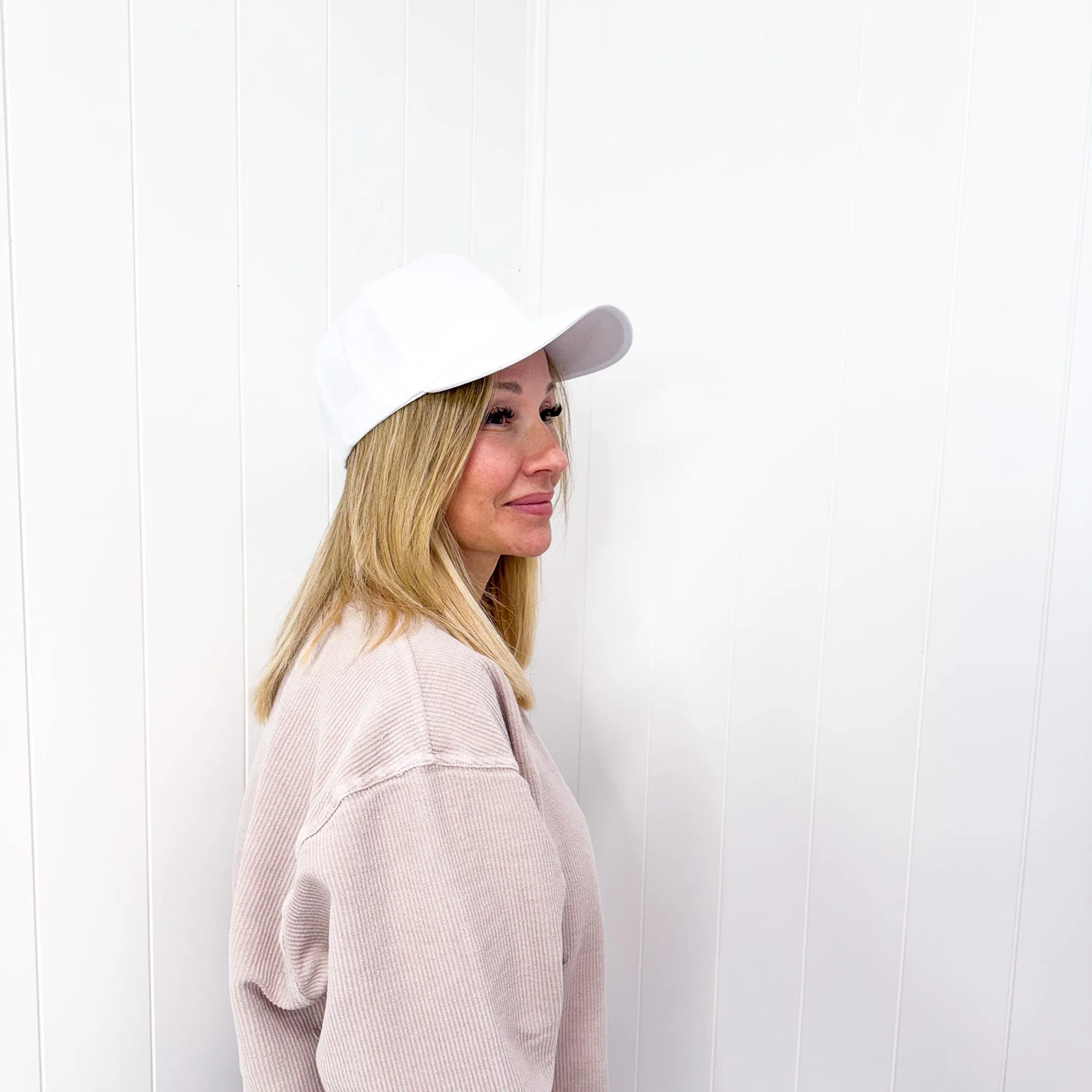 Basic Babe Ball Cap in White sold by Boujee Boutique product image thumbnail 5