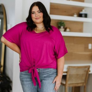 Tied Up With a Bow Top in Magenta sold by Boujee Boutique