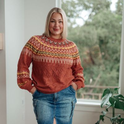 Cozy Chalet Fair Isle Rust Sweater sold by Boujee Boutique