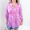 Dear Scarlett Lizzy Top in Blue and Pink Paisley sold by Boujee Boutique