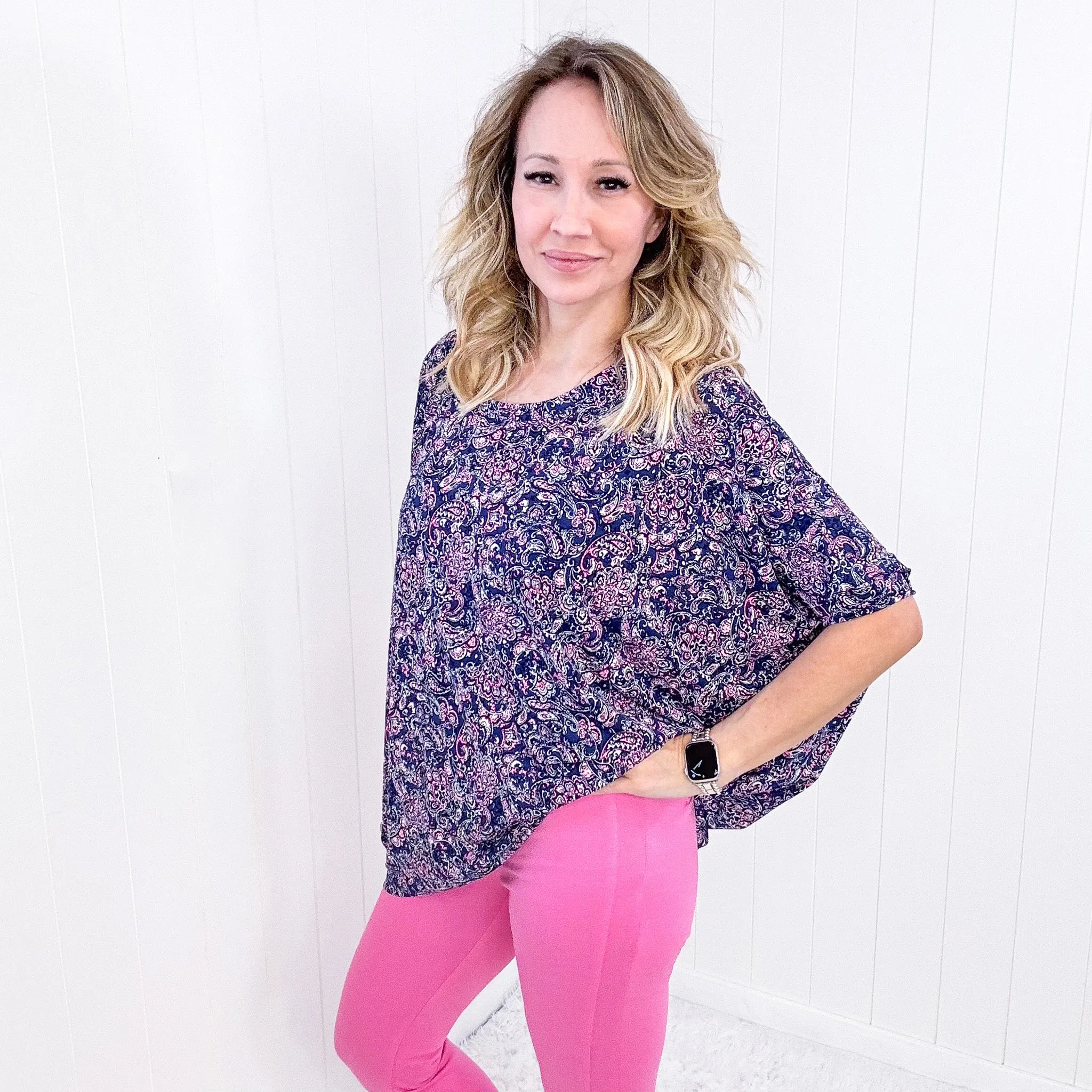 Dear Scarlett Essential Blouse in Navy Paisley sold by Boujee Boutique product image thumbnail 3