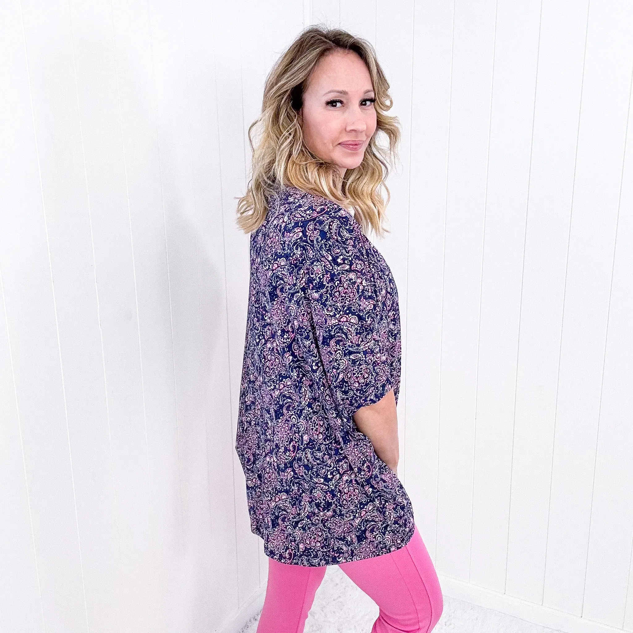 Dear Scarlett Essential Blouse in Navy Paisley sold by Boujee Boutique product image thumbnail 5