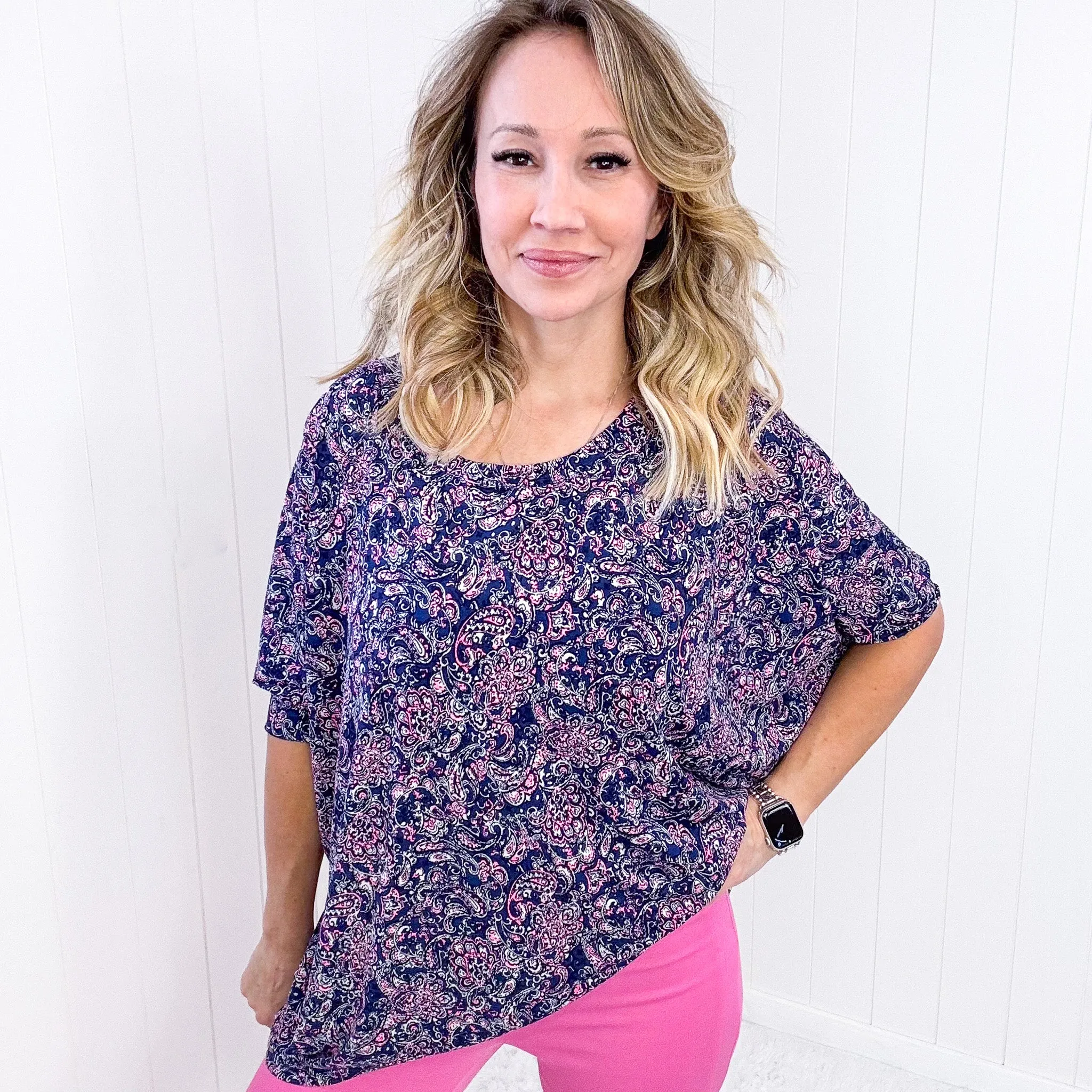 Dear Scarlett Essential Blouse in Navy Paisley sold by Boujee Boutique product image thumbnail 4