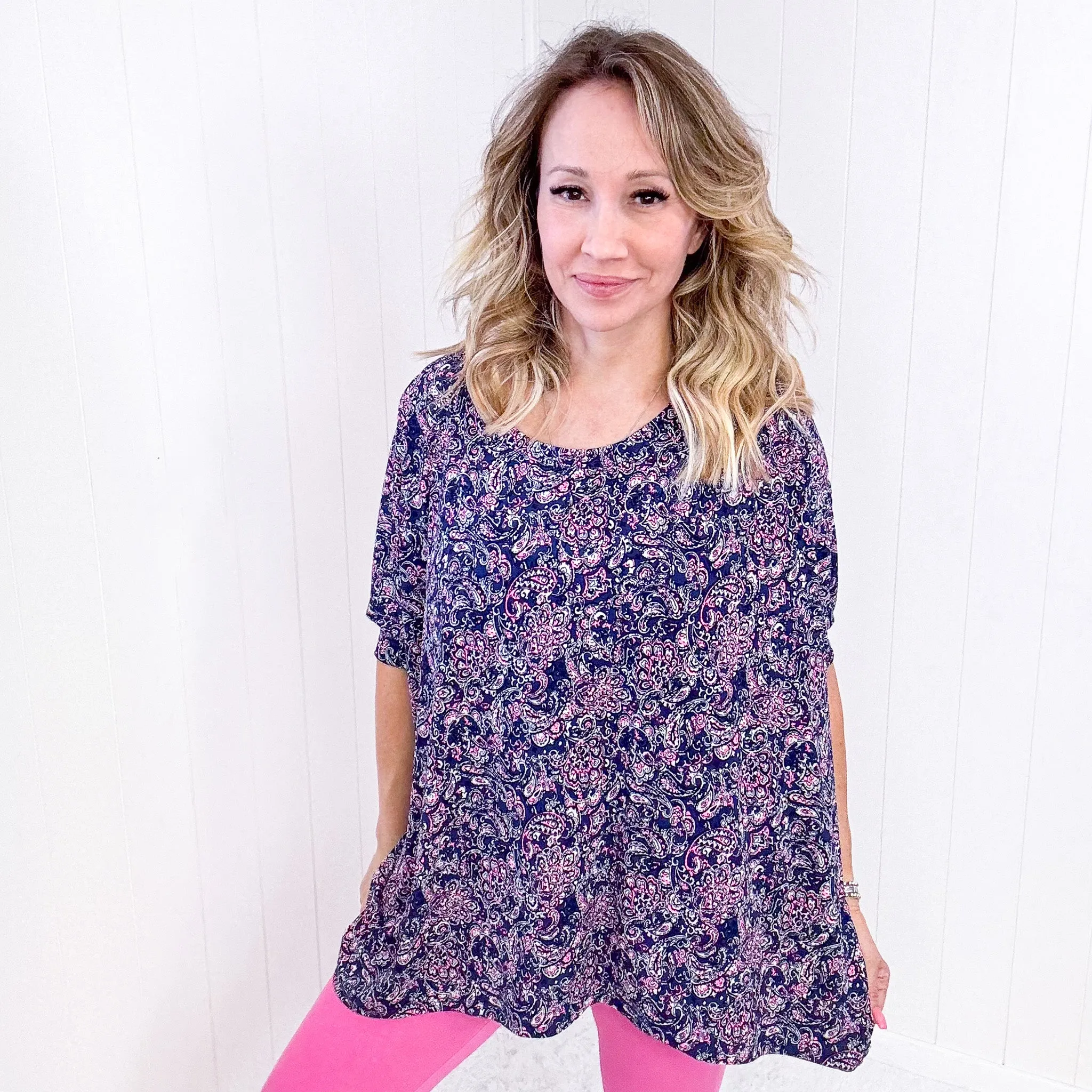 Dear Scarlett Essential Blouse in Navy Paisley sold by Boujee Boutique product image thumbnail 2