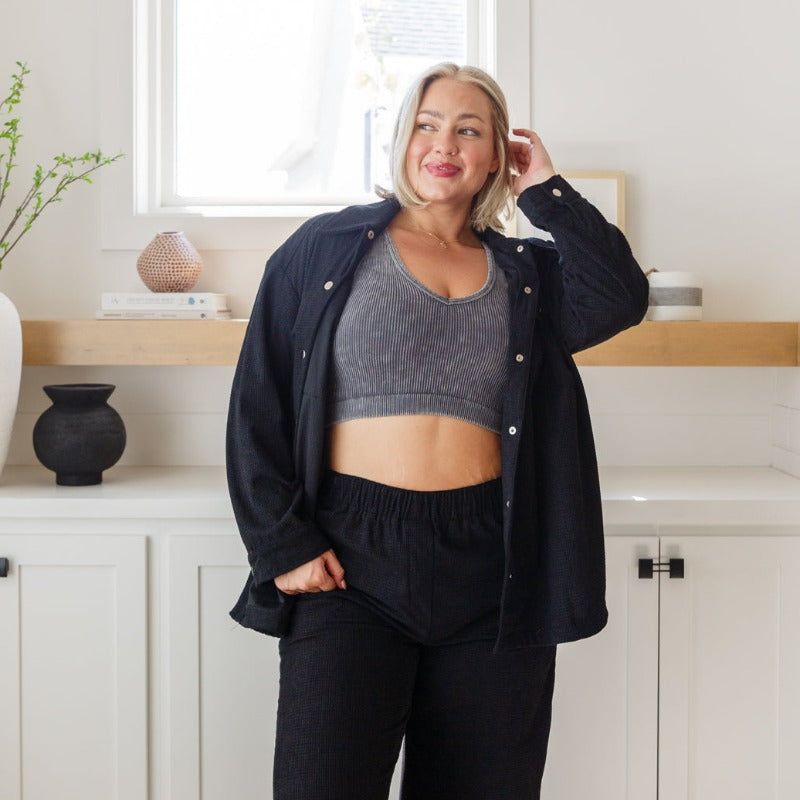 Black Corduroy Come Rain or Shine Button Down Top sold by Boujee Boutique product image thumbnail 4