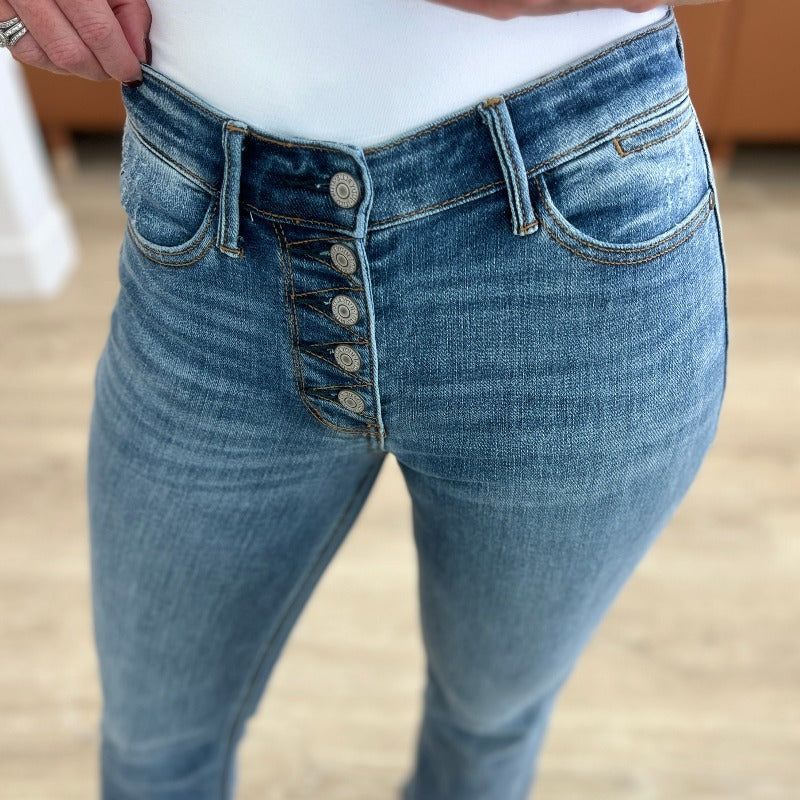 Judy Blue Matilda Mid Rise Vintage Button Fly Bootcut Jeans sold by Boujee Boutique product image thumbnail 5