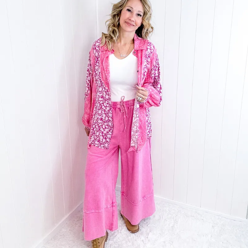 Pol Boho Paisley Posh Pink Button Up Long Sleeve Top *Final Sale* sold by Boujee Boutique product image thumbnail 2