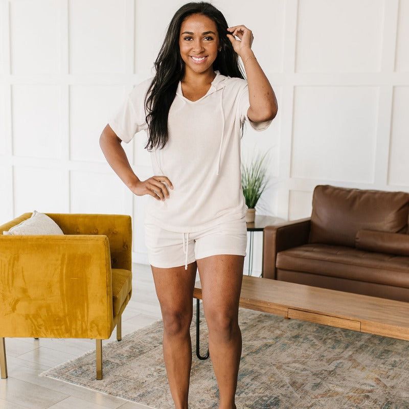 French Terry Stay Awhile Hoodie and Shorts Set sold by Boujee Boutique
