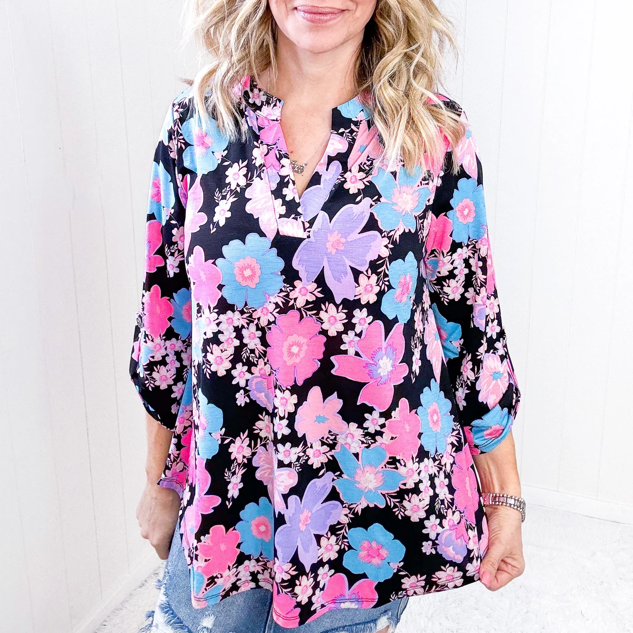 Dear Scarlett Lizzy Top in Black Bright Floral sold by Boujee Boutique product image thumbnail 2