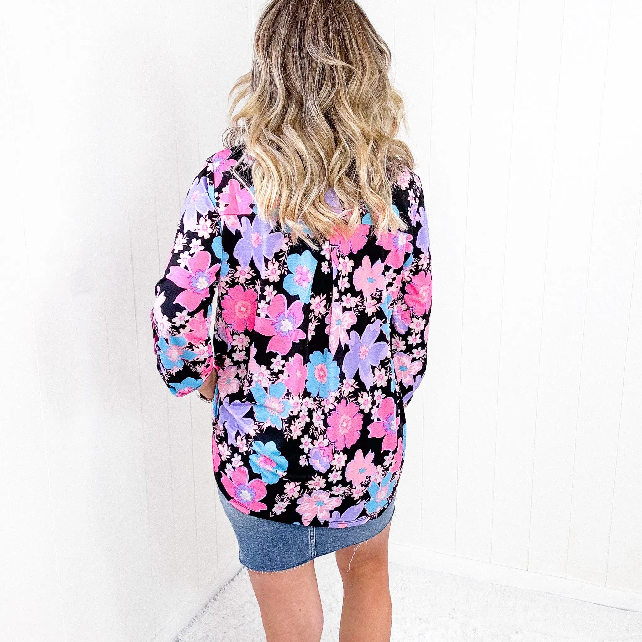 Dear Scarlett Lizzy Top in Black Bright Floral sold by Boujee Boutique product image thumbnail 4