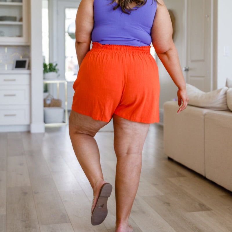 A Little Lazy Orange High Rise Linen Shorts sold by Boujee Boutique product image thumbnail 5