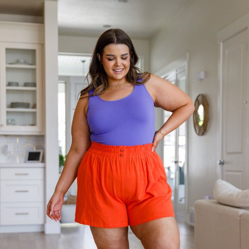 A Little Lazy Orange High Rise Linen Shorts sold by Boujee Boutique product image thumbnail 2