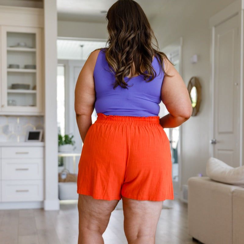 A Little Lazy Orange High Rise Linen Shorts sold by Boujee Boutique product image thumbnail 15