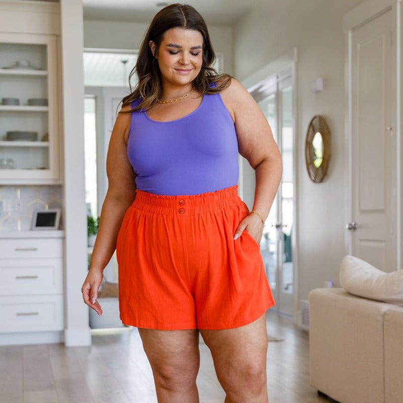 A Little Lazy Orange High Rise Linen Shorts sold by Boujee Boutique product image thumbnail 12
