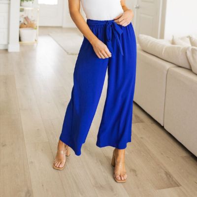 A Royal Blue Pull On Wide Leg Pants sold by Boujee Boutique