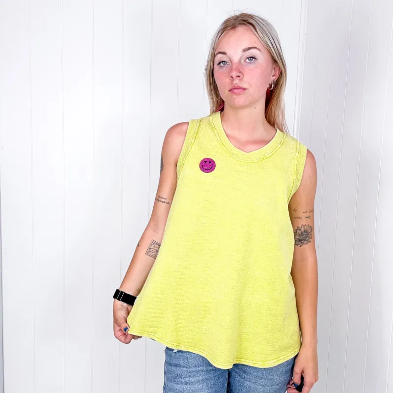 A Few of My Favorite Things Round Neck Tank in Lime sold by Boujee Boutique