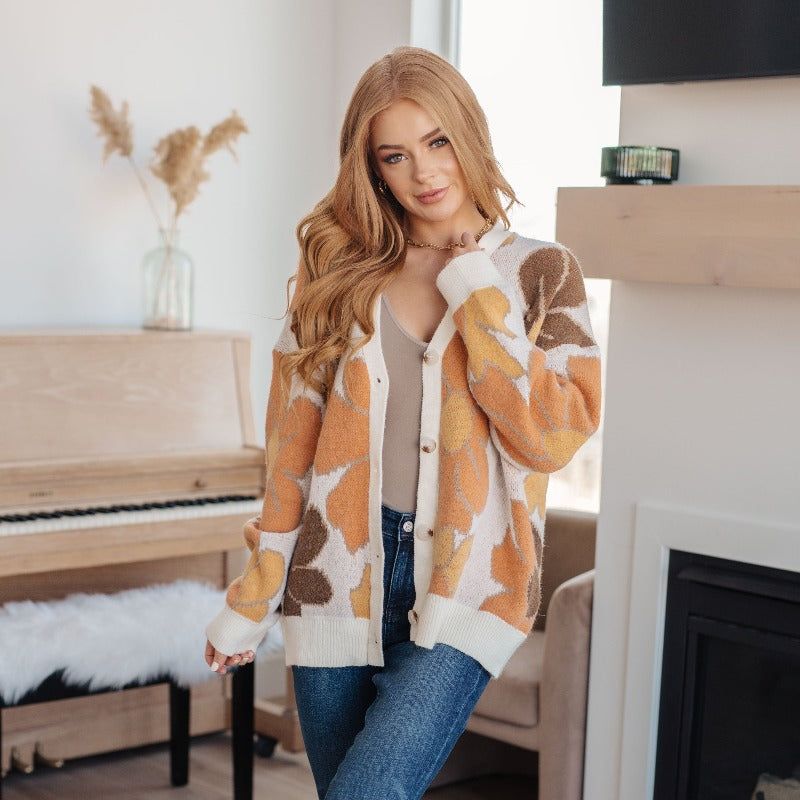 Exquisitely Mod Floral Sweater Cardigan sold by Boujee Boutique