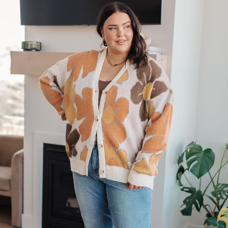 Exquisitely Mod Floral Sweater Cardigan sold by Boujee Boutique product image thumbnail 2