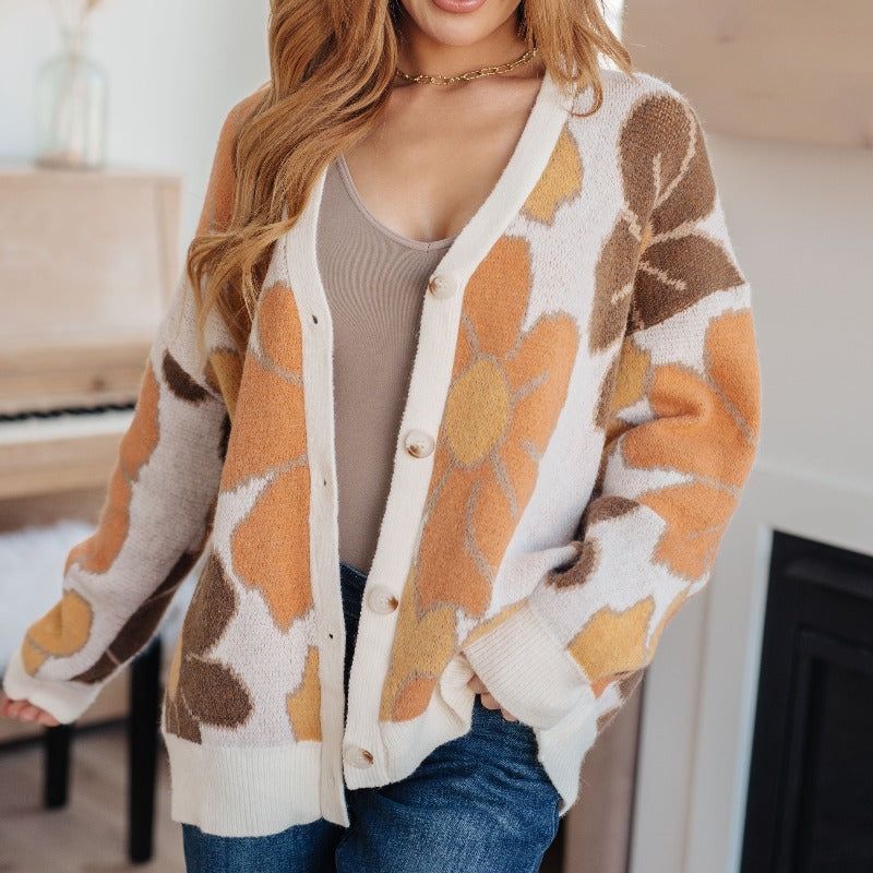 Exquisitely Mod Floral Sweater Cardigan sold by Boujee Boutique product image thumbnail 3