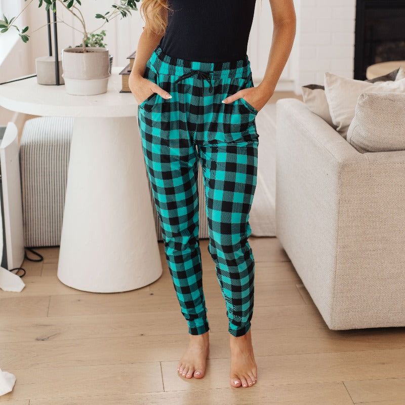 Your New Favorite Joggers in Teal Check sold by Boujee Boutique