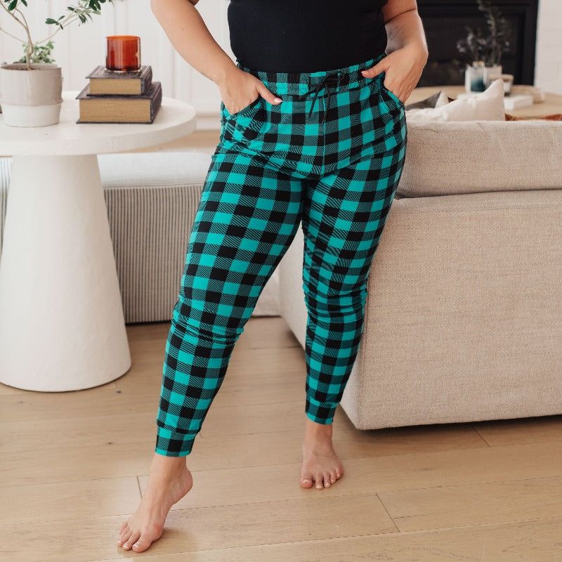 Your New Favorite Joggers in Teal Check sold by Boujee Boutique product image thumbnail 2
