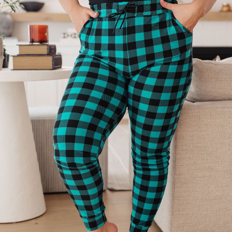Your New Favorite Joggers in Teal Check sold by Boujee Boutique product image thumbnail 6