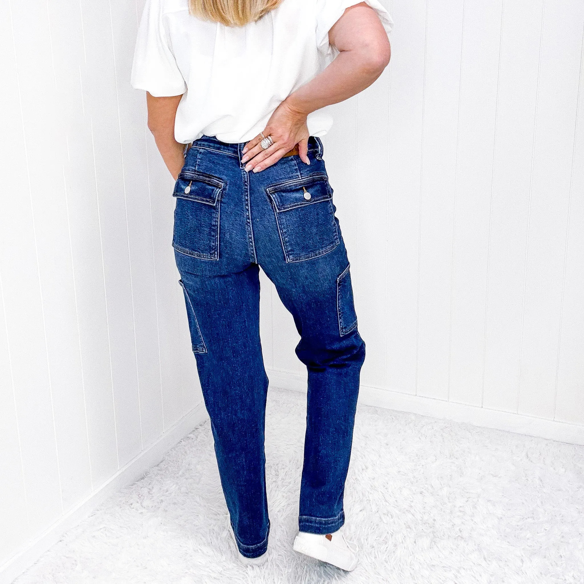 Judy Blue Jetsetter High Waist Dark Cargo Wide Leg Jeans sold by Boujee Boutique product image thumbnail 2