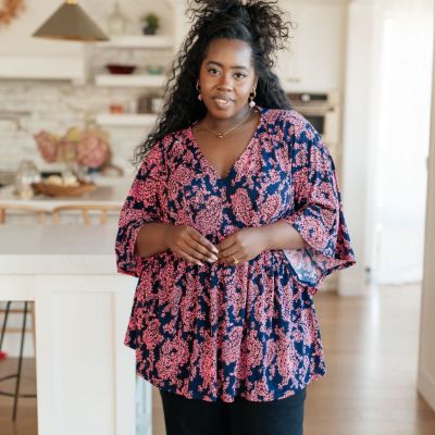 Dearest Dreamer Peplum Top in Pink Paisley sold by Boujee Boutique