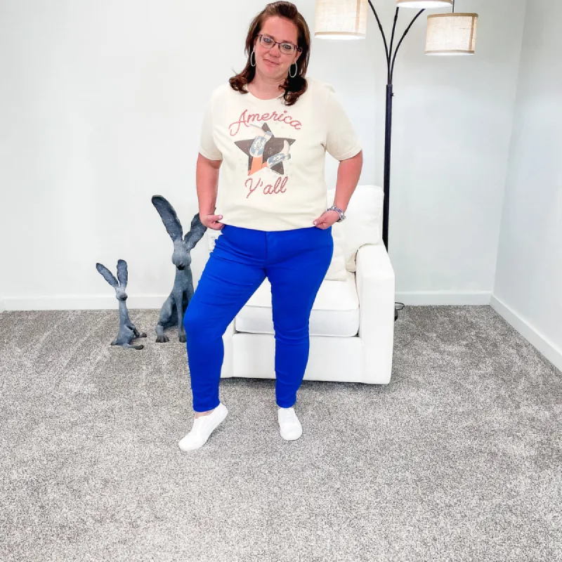 Judy Blue High Waist Tummy Control Cobalt Blue Skinny Jeans sold by Boujee Boutique