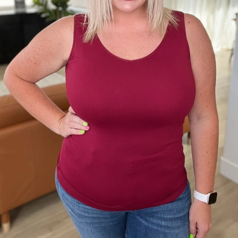 The Basics Reversible Longline Tank in Burgundy sold by Boujee Boutique