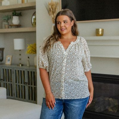 Fancy Me Floral Button Down Blouse sold by Boujee Boutique