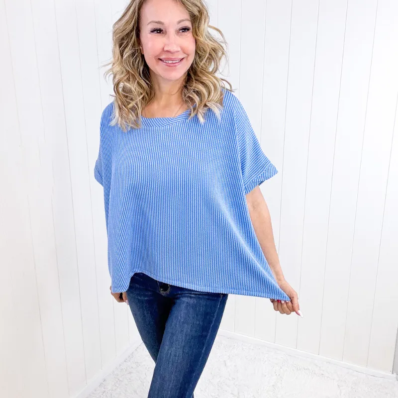 Textured Line Twisted Short Sleeve Top in Sky Blue sold by Boujee Boutique product image thumbnail 3