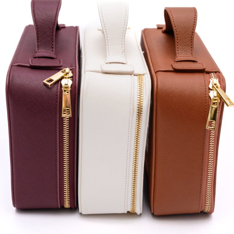 PU Leather Travel Cosmetic Case in Cream sold by Boujee Boutique product image thumbnail 3