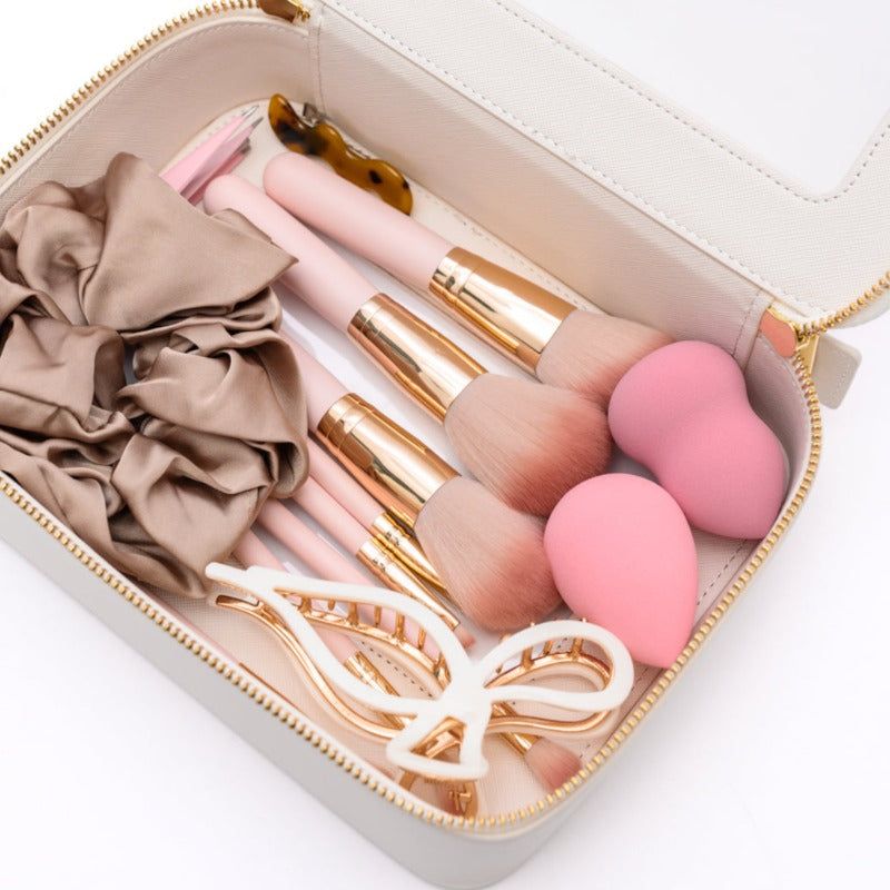 PU Leather Travel Cosmetic Case in Cream sold by Boujee Boutique product image thumbnail 2