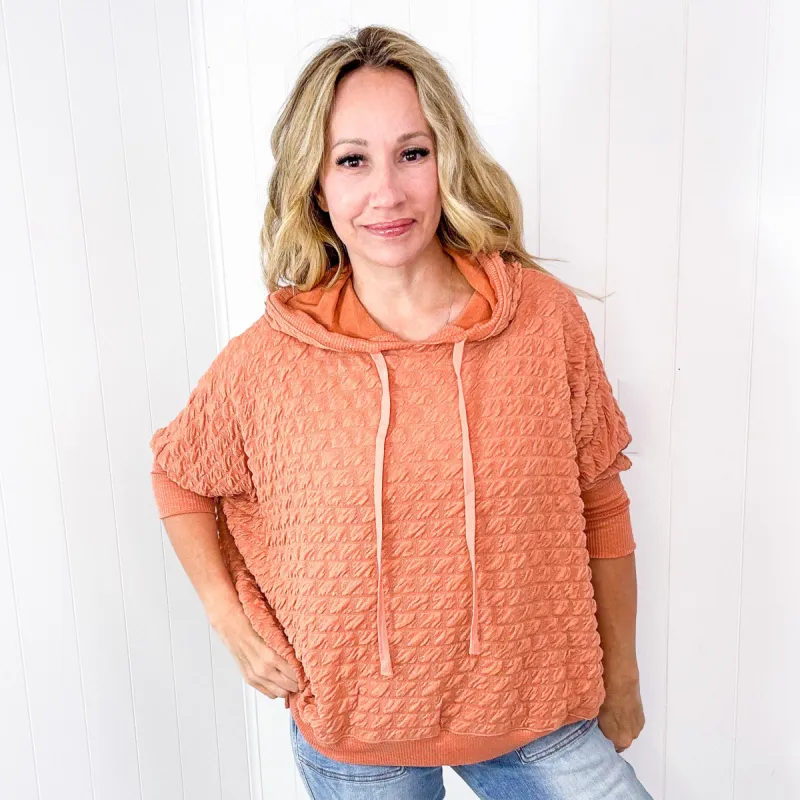 Soft Puff Textured Hacci Knit Teddy Pullover Quarter Sleeve Pullover Hoodie in 3 Colors sold by Boujee Boutique