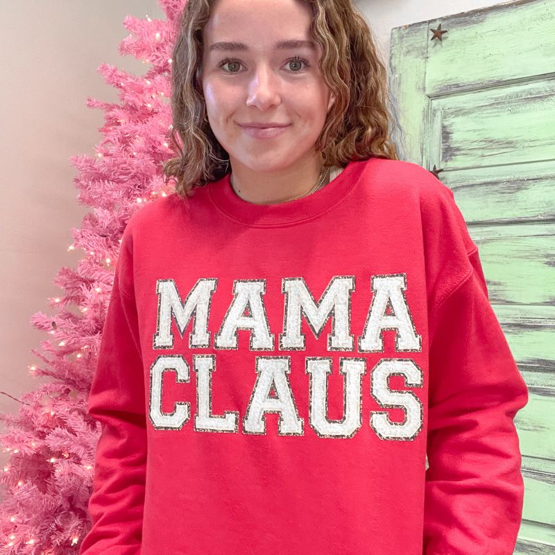 Red Mama Claus Graphic Fleece Long Sleeve Sweatshirt sold by Boujee Boutique product image thumbnail 5