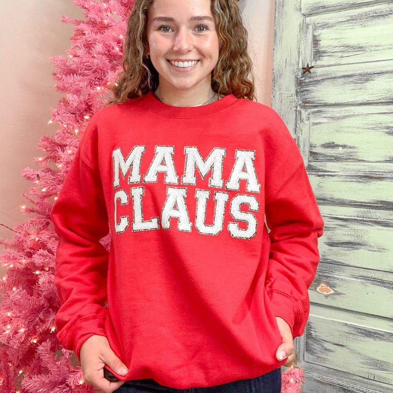 Red Mama Claus Graphic Fleece Long Sleeve Sweatshirt sold by Boujee Boutique product image thumbnail 4
