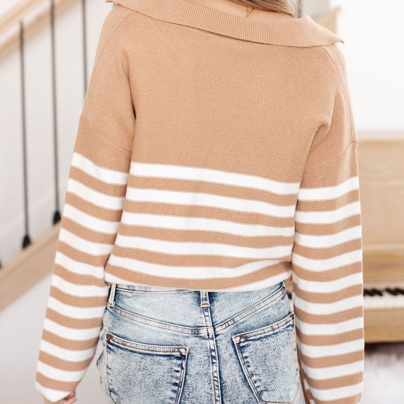 Memorable Moment Striped V Neckline Sweater sold by Boujee Boutique product image thumbnail 3