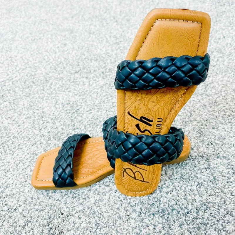 Black Blowfish Malibu Braided Puffy Sandals sold by Boujee Boutique