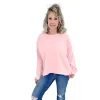 Easel Washed Rose Cream Lightweight Long Sleeve Pullover sold by Boujee Boutique